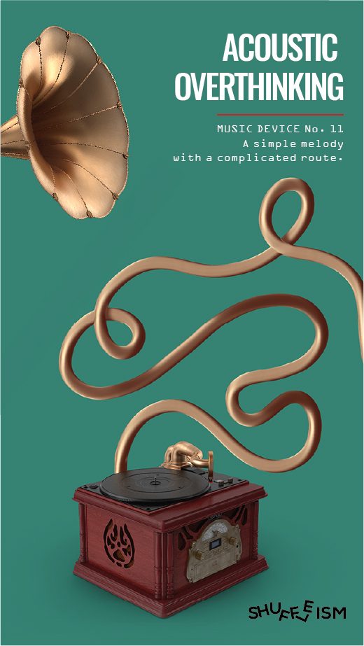 Shuffleism poster — ACOUSTIC OVERTHINKING